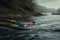 Caption : Ilustrasi Remaja Hanyut Di Sungai