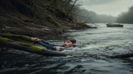 Caption : Ilustrasi Remaja Hanyut Di Sungai