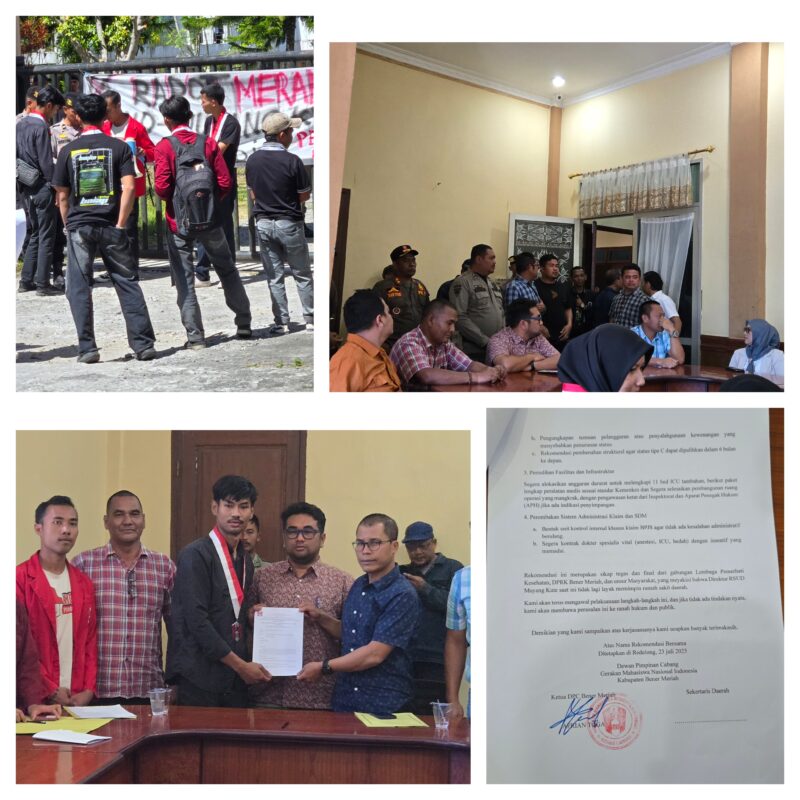 Caption : Serangkaian kegiatan Aksi demo Gerakan Mahasiswa Nasional Indonesia (GMNI) Bener Meriah, Rabu (23/07/25)