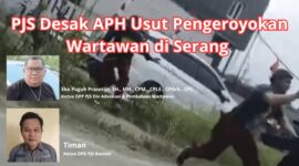 Caption: Foto saat kejadian pengeroyokan wartawan di Serang Banteng, Kamis (21/08/2025); Insert Foto: Ketua DPP PJS Div Advokasi dan Pembelaan Wartawan serta, Ketua DPD PJS Banten.