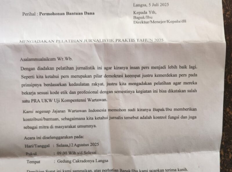 Caption : Salah satu isi proposal yang 
beredar oleh salah satu oknum mengaku Jurnalis kota Langsa 