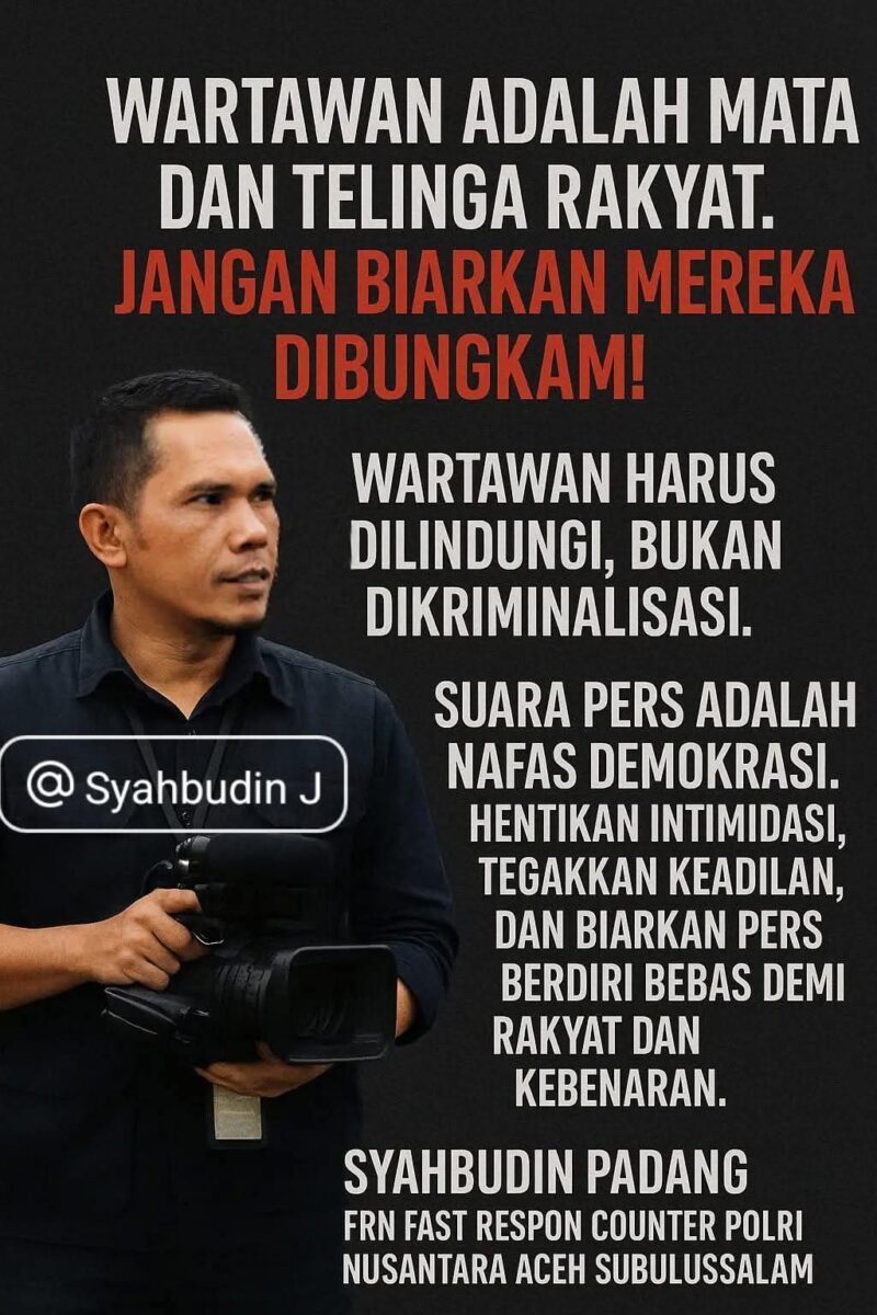Caption : Kebebasan Pers Tak Boleh Dibungkam! Pers Bukan Musuh Pemerintah, Tapi Mitra Pengawasan Publik,” Tegas Kaperwil 1kabar.com Aceh, Syahbudin Padang
