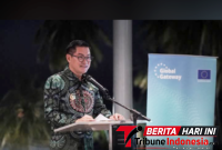 ‎Bupati Minahasa Utara, Dr. Joune Ganda, saat memberikan paparan pada kunjungan kehormatan delegasi Kepala Perwakilan Negara Anggota Uni Eropa di Hotel Paradise Likupang, (Ft.Ist)