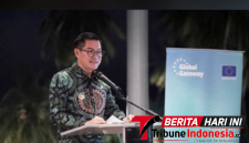 ‎Bupati Minahasa Utara, Dr. Joune Ganda, saat memberikan paparan pada kunjungan kehormatan delegasi Kepala Perwakilan Negara Anggota Uni Eropa di Hotel Paradise Likupang, (Ft.Ist)