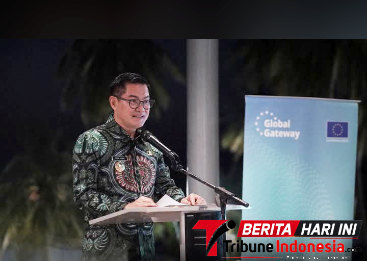 ‎Bupati Minahasa Utara, Dr. Joune Ganda, saat memberikan paparan pada kunjungan kehormatan delegasi Kepala Perwakilan Negara Anggota Uni Eropa di Hotel Paradise Likupang, (Ft.Ist)