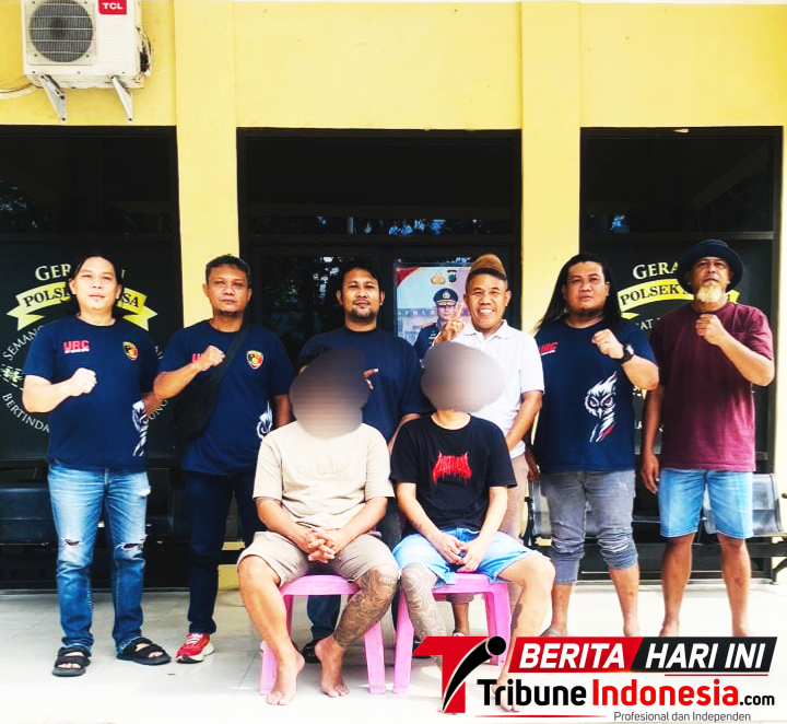 ‎Tim Gabungan Resmob Polsek Maesa, Resmob Polres Bitung dan Tim Patroli Timur mengamankan Dua Terduga Pelaku Penganiayaan. (Ft. Ist)