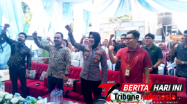 ‎Kapolsek Matuari Polres Bitung, AKP Feriantina Dwi Arahmayani, S.Tr.K., M.H., saat hadiri di pembukaan kegiatan Opening Ceremony Hajatan FIFGROUP Cabang Bitung. (Ft. talia)