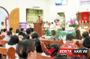Walikota Bitung Hengky Honandar, S.E, memberikan penyampaian pada prosesi ibadah serah terima jabatan yang berlangsung di Gereja GMIM Sion Madidir, (Dok. Iatimewa)
