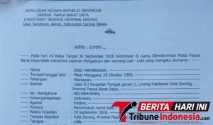 Laporan tersebut dibuat wartawan WahanaNews.co, Endi Mambrasar, pada Rabu, 30 September 2026. Endi datang didampingi kuasa hukum dari Kantor Hukum Law Office Aprianto A., S.H. dan Partners, Hariyadi Alexander, S.H.Berdasarkan keterangan Endi, laporan tersebut telah diterima dan teregistrasi dengan Nomor: STPLP/45/IX/2026/Ditreskrimsus.