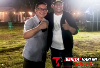 Camat Aertembaga, Stenly R. Tatipang, S.Sos. bersama Dansatrol Kodaeral VIII, Kolonel Laut (P) Marvill Marfel Frits E.D., S.E., M.Tr.Hanla. CRMP. Selaku Ketua Panitia di penutupan HUT Aertembaga Bitung. (ft. talia)
