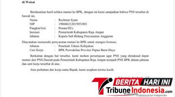 Rahmat Syam Lolos Seleksi Mutasi ke BPK Perwakilan Papua Barat Daya
