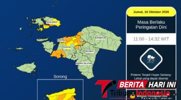 BMKG Keluarkan Peringatan Dini Hujan Lebat, Waisai dan Sejumlah Wilayah Raja Ampat Berpotensi Terdampak