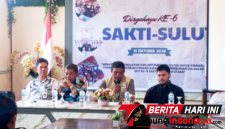 Ketua Sakti Sulut. Arnold Hiborang, saat memberikan penyampaiannya di HUT Sakti Ke-6 Sulut. (ft. talia)