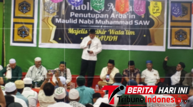 Kapolres Bitung, AKBP Arie Sulistyo Nugroho, S.I.K., S.H., M.H., Saat memberikan Penyampaian di Tabligh Akbar Al Haudh. (ft. talia)
